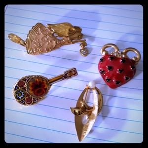 Lot of 4 Gold Tone brooches